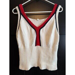 MOTH Anthropologie Women's V-Neck Sweater Vest Large Cotton Academia Preppy
